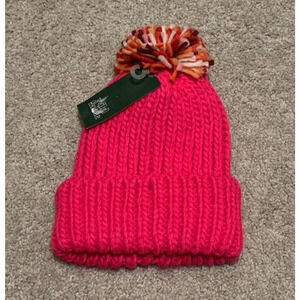Wild Fable Womens Pink Knit Beanie Winter Hat with Pom OS
